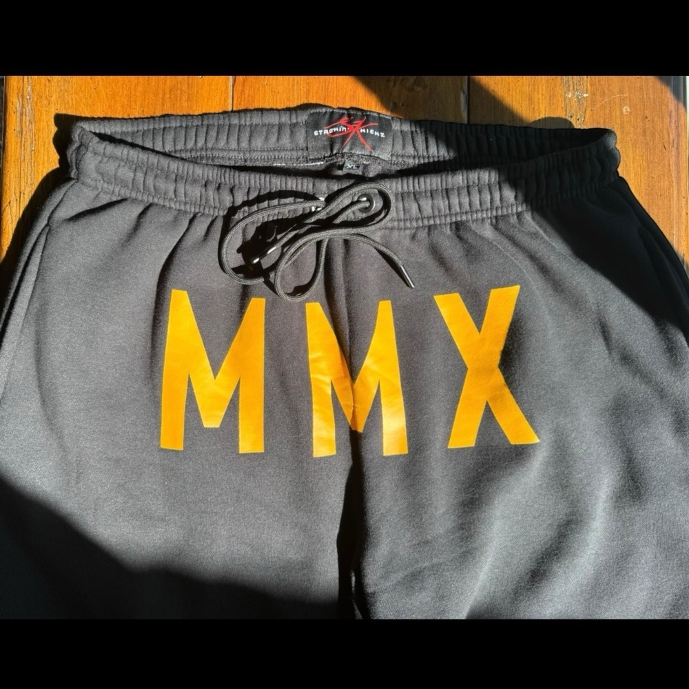 Men's XL Black Graphic Jogger Sweatpants Yellow Logo Zip Hem Streetwear EUC - Picture 9 of 11
